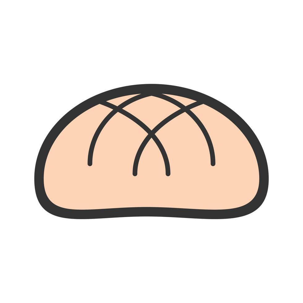 ícone de linha cheia de pão assado vetor
