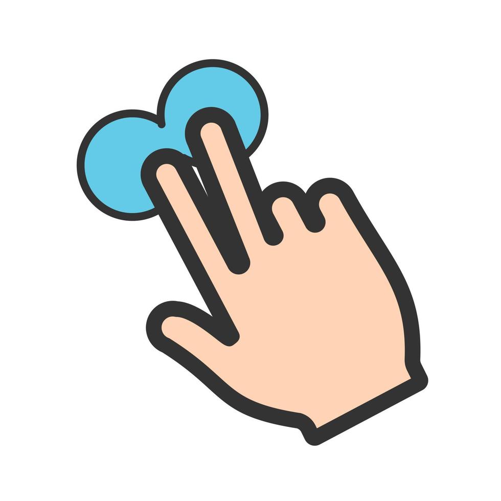 ícone de linha preenchida com dois dedos vetor