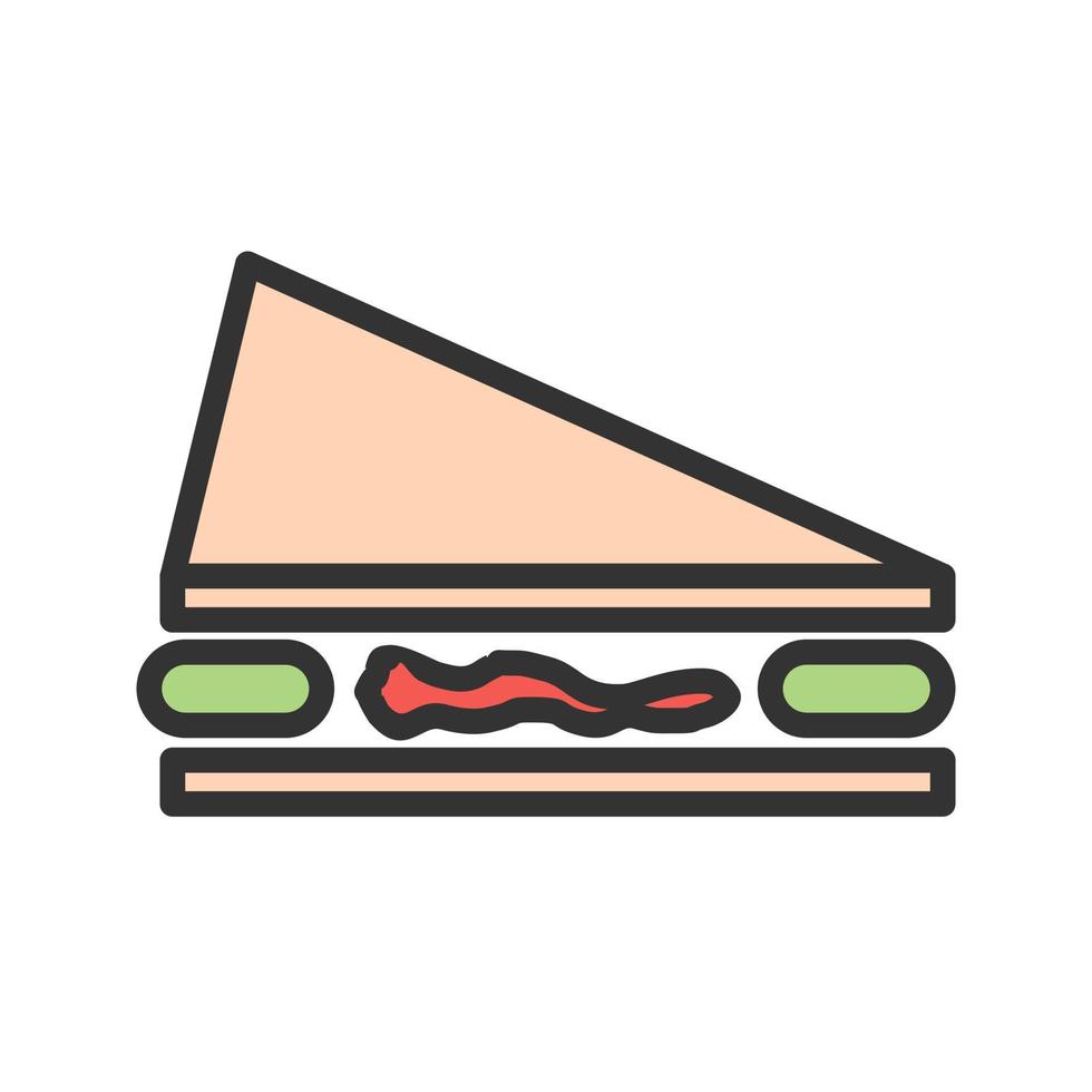 ícone de linha cheia de sanduíche vetor