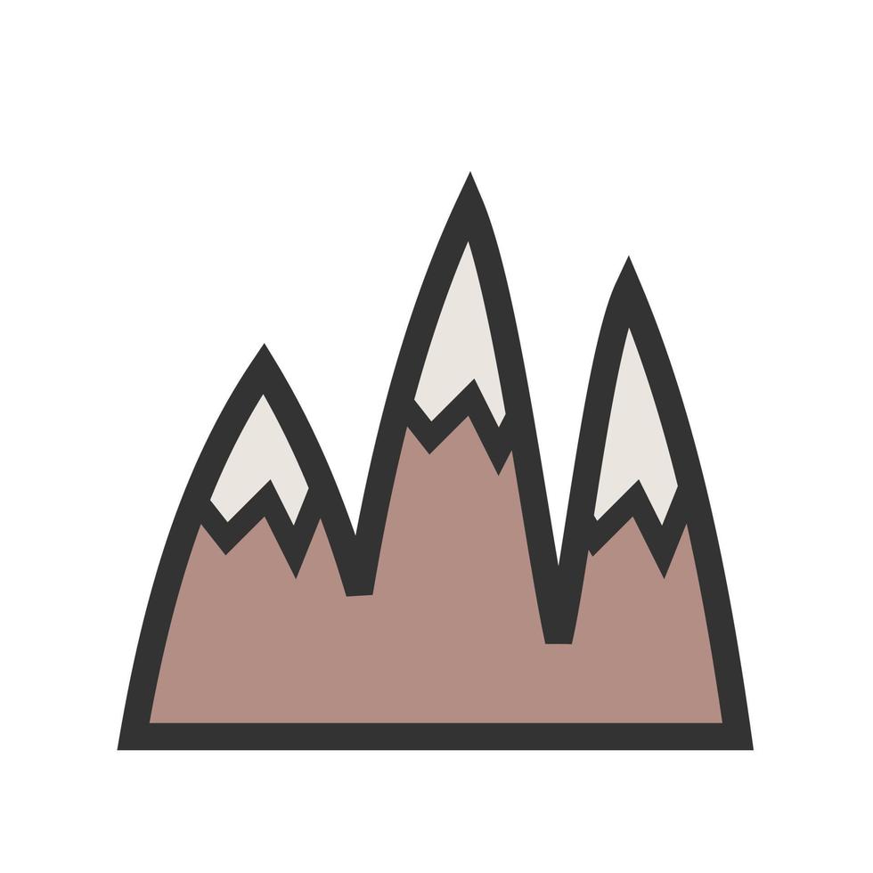 ícone de linha cheia de montanha de topo de gelo vetor