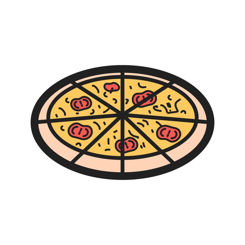ícone de linha cheia de pizza vetor