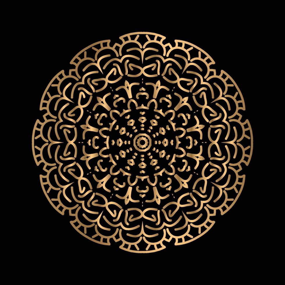 arte vetorial de padrão circular em forma de mandala para henna, mehndi, decoração. ilustração decorativa de estilo oriental étnico cor dourada vetor