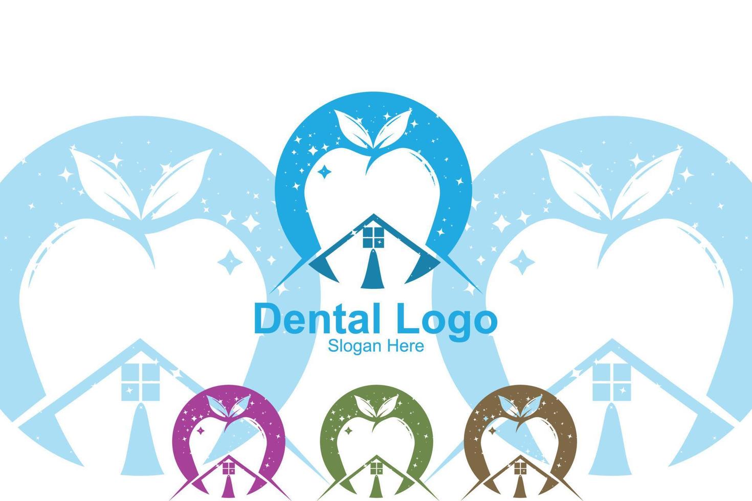 vetor de logotipo de saúde dental, mantendo e cuidando dos dentes, design para serigrafia, empresa, adesivos, plano de fundo