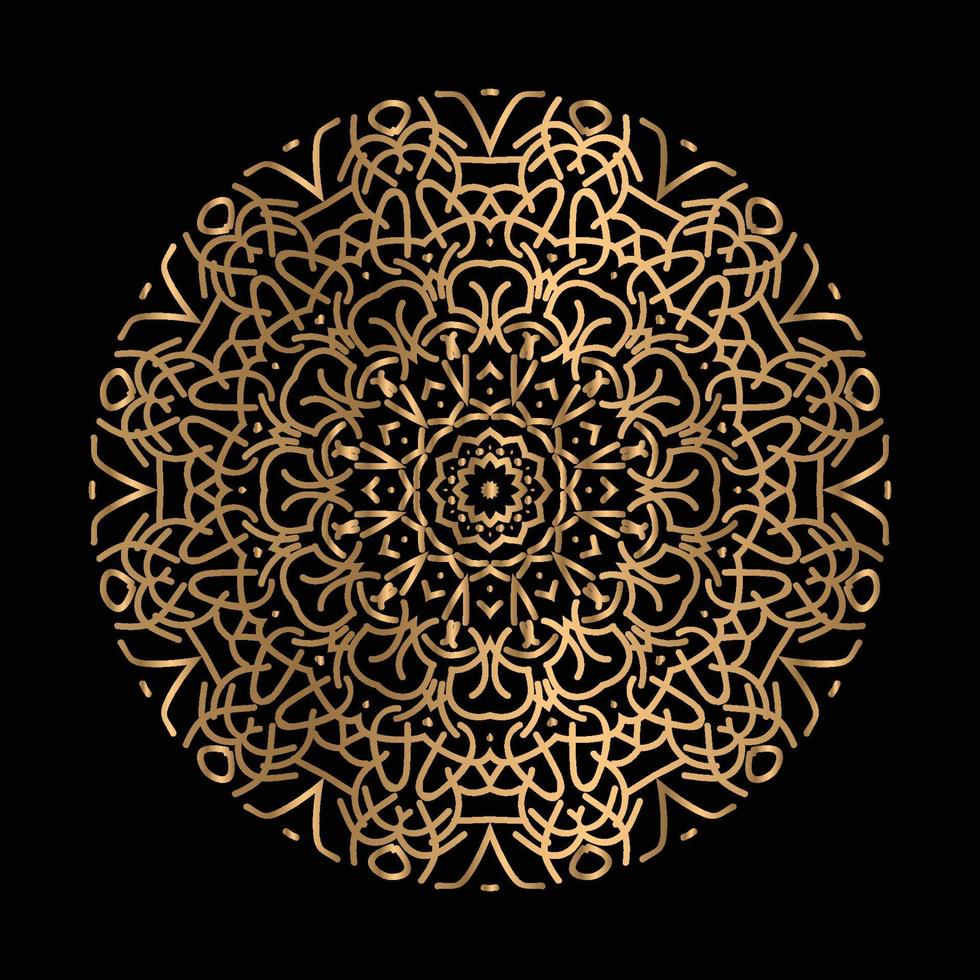 arte vetorial de padrão circular em forma de mandala para henna, mehndi, decoração. ilustração decorativa de estilo oriental étnico cor dourada vetor