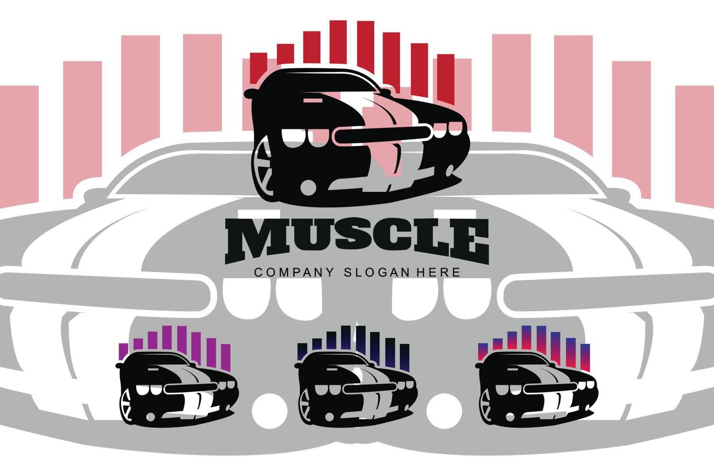 cenografia de pacote de logotipo de carro clássico americano, ilustração de veículo de automóvel muscular vetor