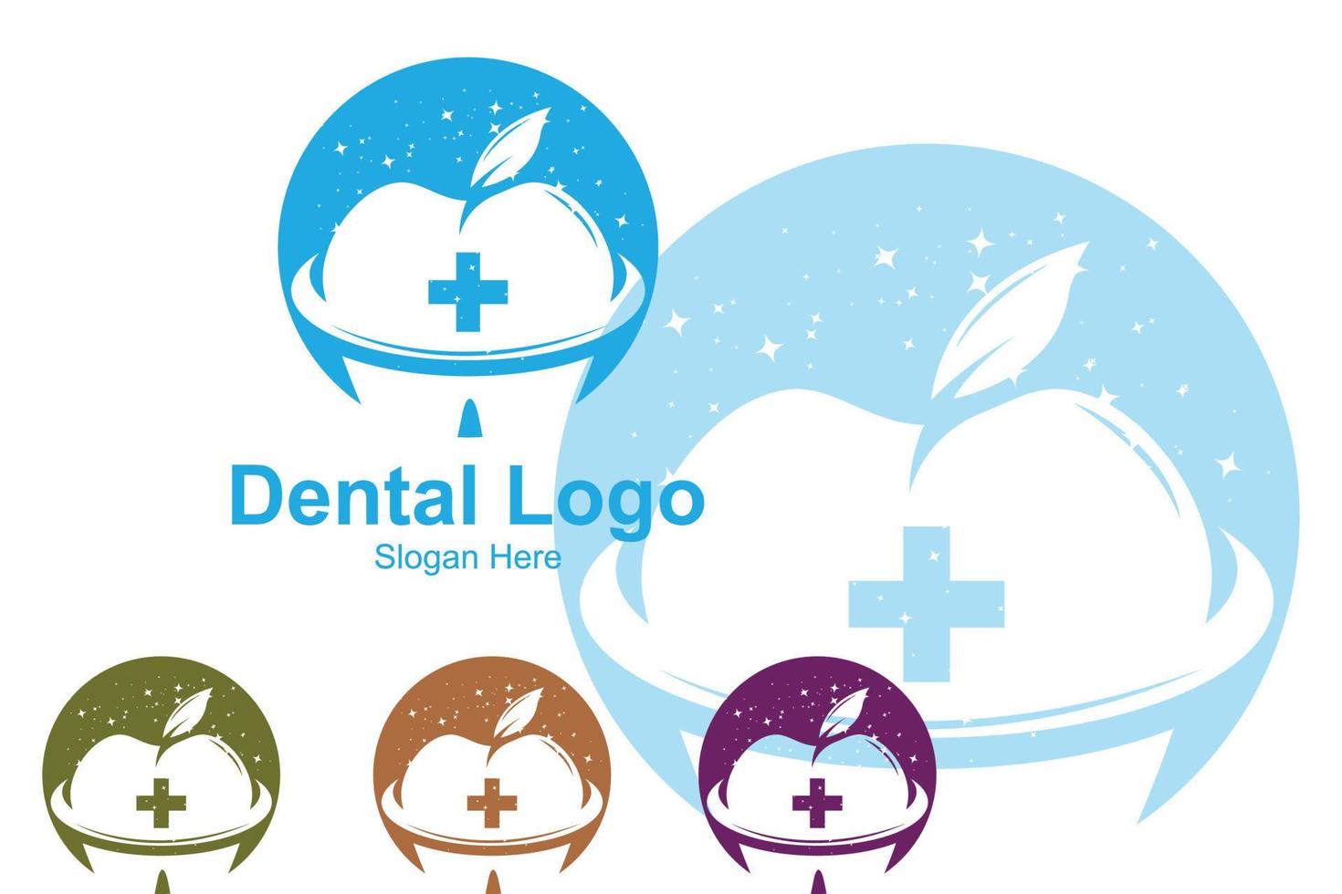 vetor de logotipo de saúde dental, mantendo e cuidando dos dentes, design para serigrafia, empresa, adesivos, plano de fundo