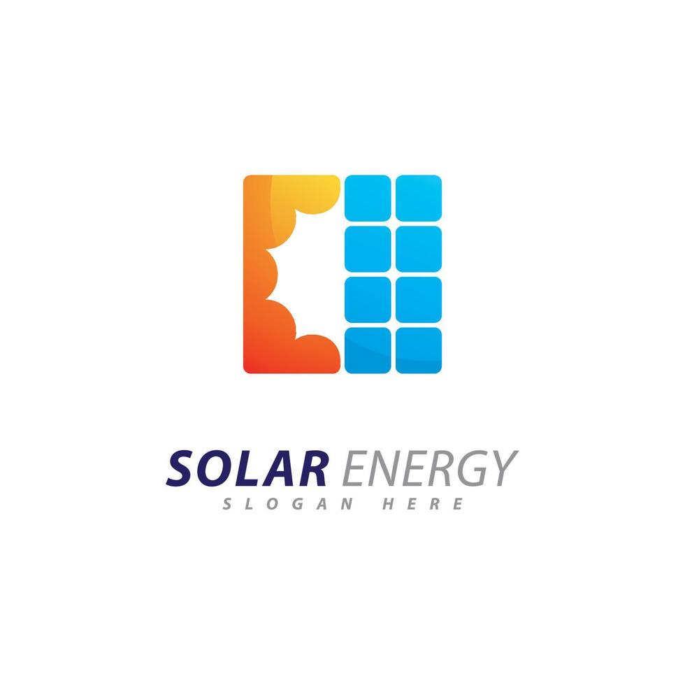 modelo de design de logotipo de energia solar. logotipo de eletricidade elétrica de energia de painel solar criativo vetor