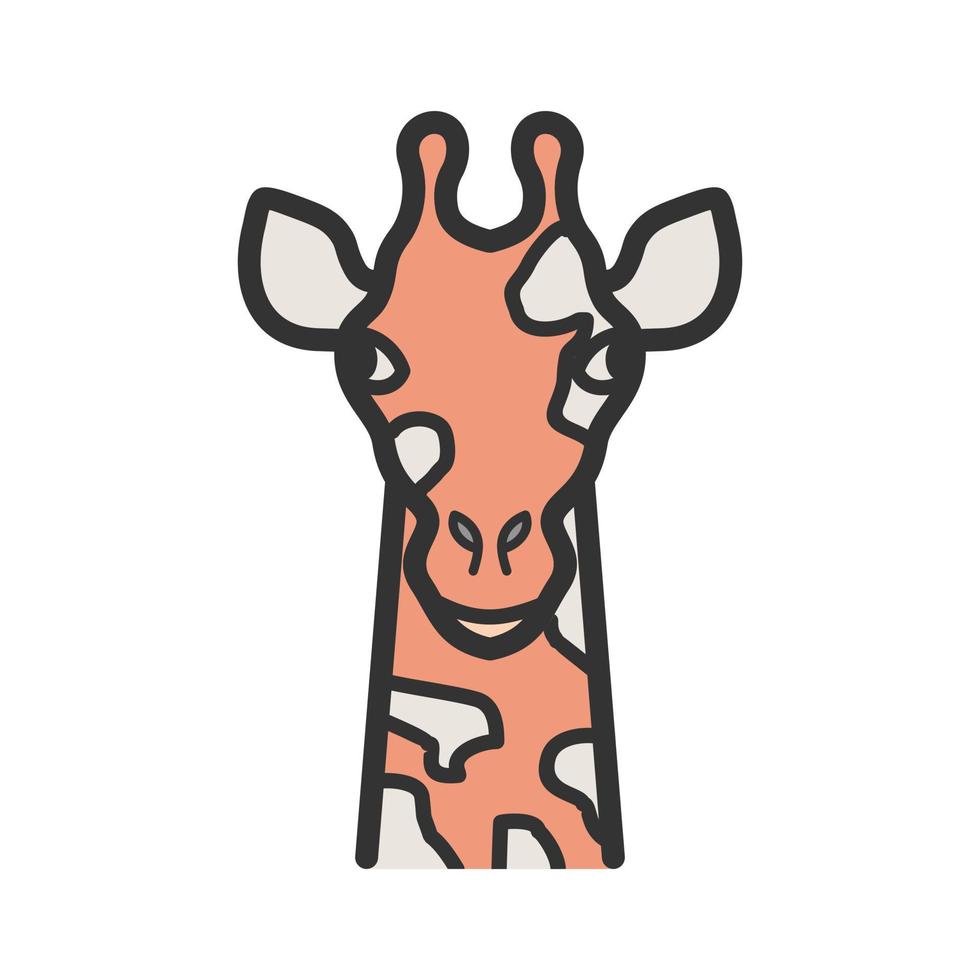 ícone de linha cheia de rosto de girafa vetor