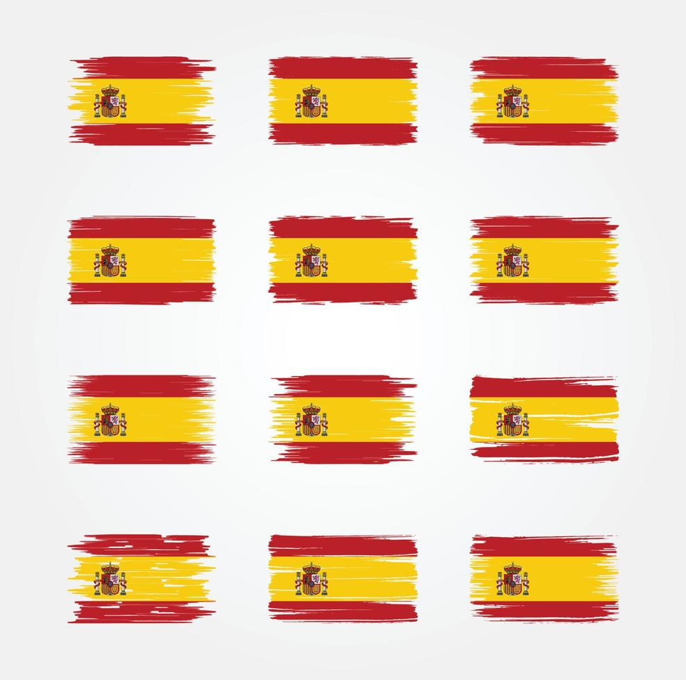 coleções de escova de bandeira da espanha. bandeira nacional vetor