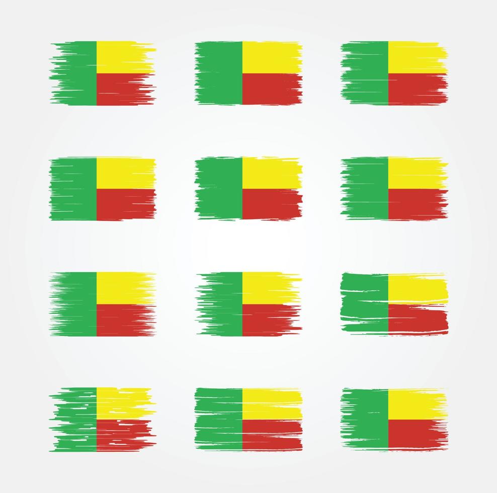 coleções de pincéis de bandeira do benin. bandeira nacional vetor