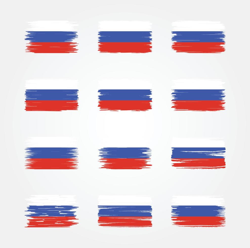 coleções de escova de bandeira da rússia. bandeira nacional vetor