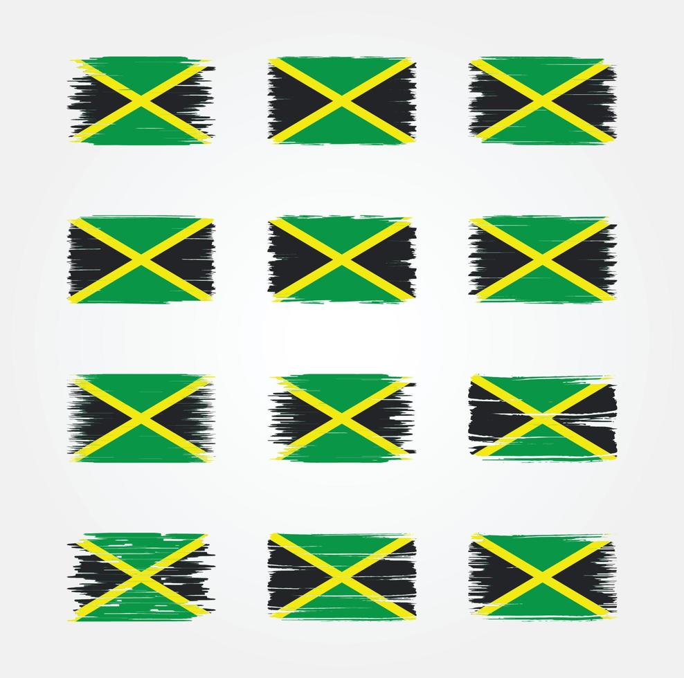 coleções de pincéis de bandeira da jamaicana. bandeira nacional vetor