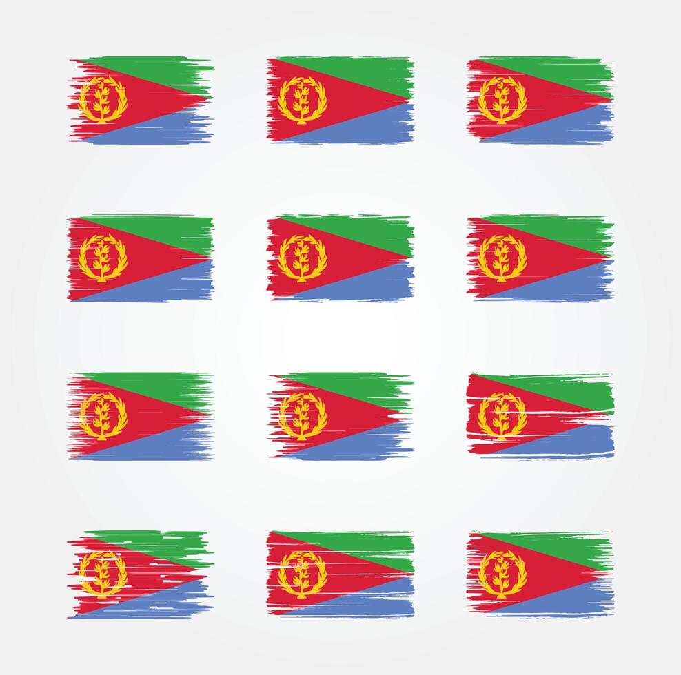 coleções de escova de bandeira da eritreia. bandeira nacional vetor