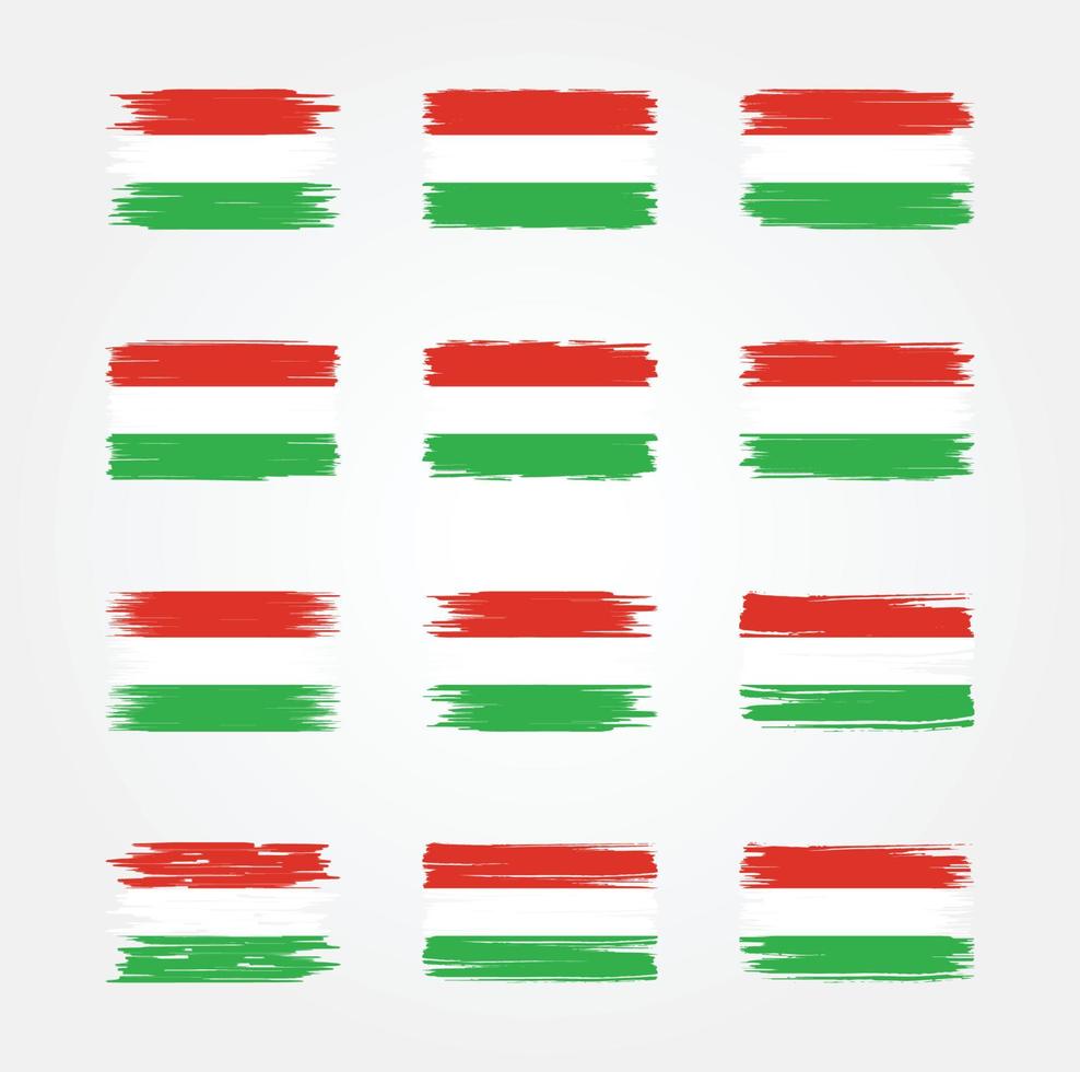 coleções de pincéis de bandeira da Hungria. bandeira nacional vetor