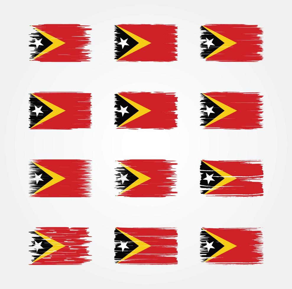 coleções de escova de bandeira de timor leste. bandeira nacional vetor