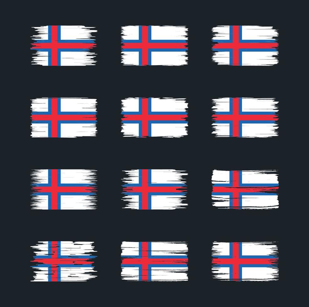 coleções de escova de bandeira das ilhas faroe. bandeira nacional vetor