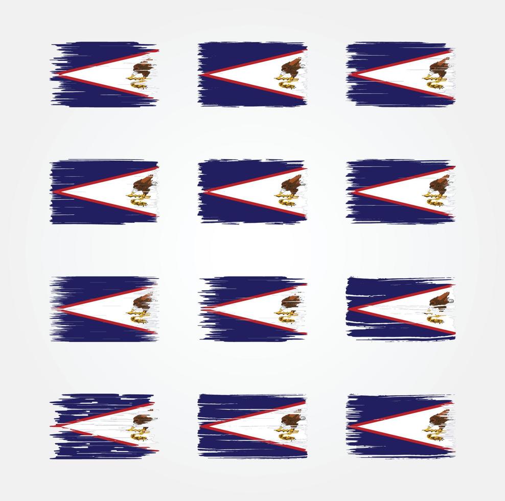 coleções de escova de bandeira da samoa americana. bandeira nacional vetor