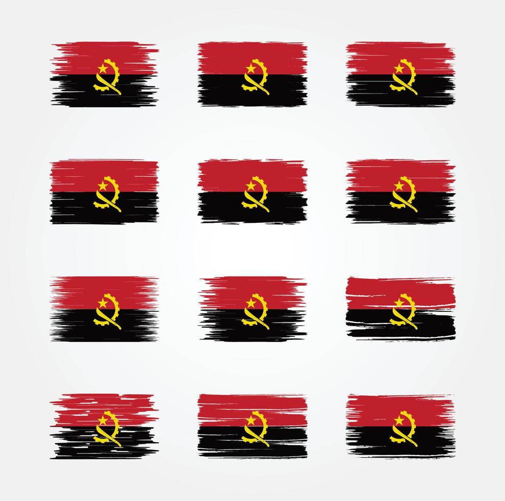 coleções de pincéis de bandeira de angola. bandeira nacional vetor