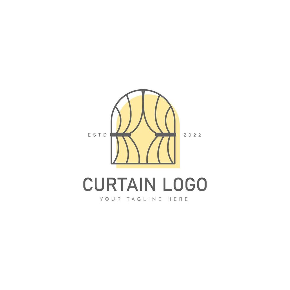cortina com ilustração de ícone de design de logotipo de linha de janela vetor