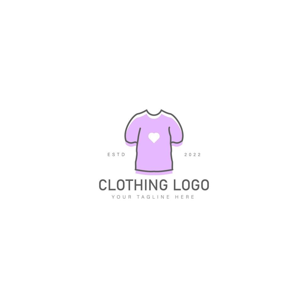 roupas com ilustração de ícone de design de logotipo de linha de amor vetor