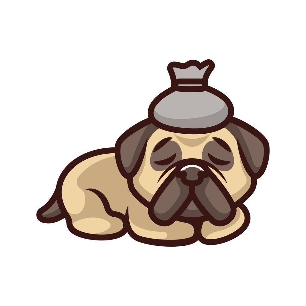 personagem de mascote de vetor de logotipo de desenho animado de cachorro pug fofo