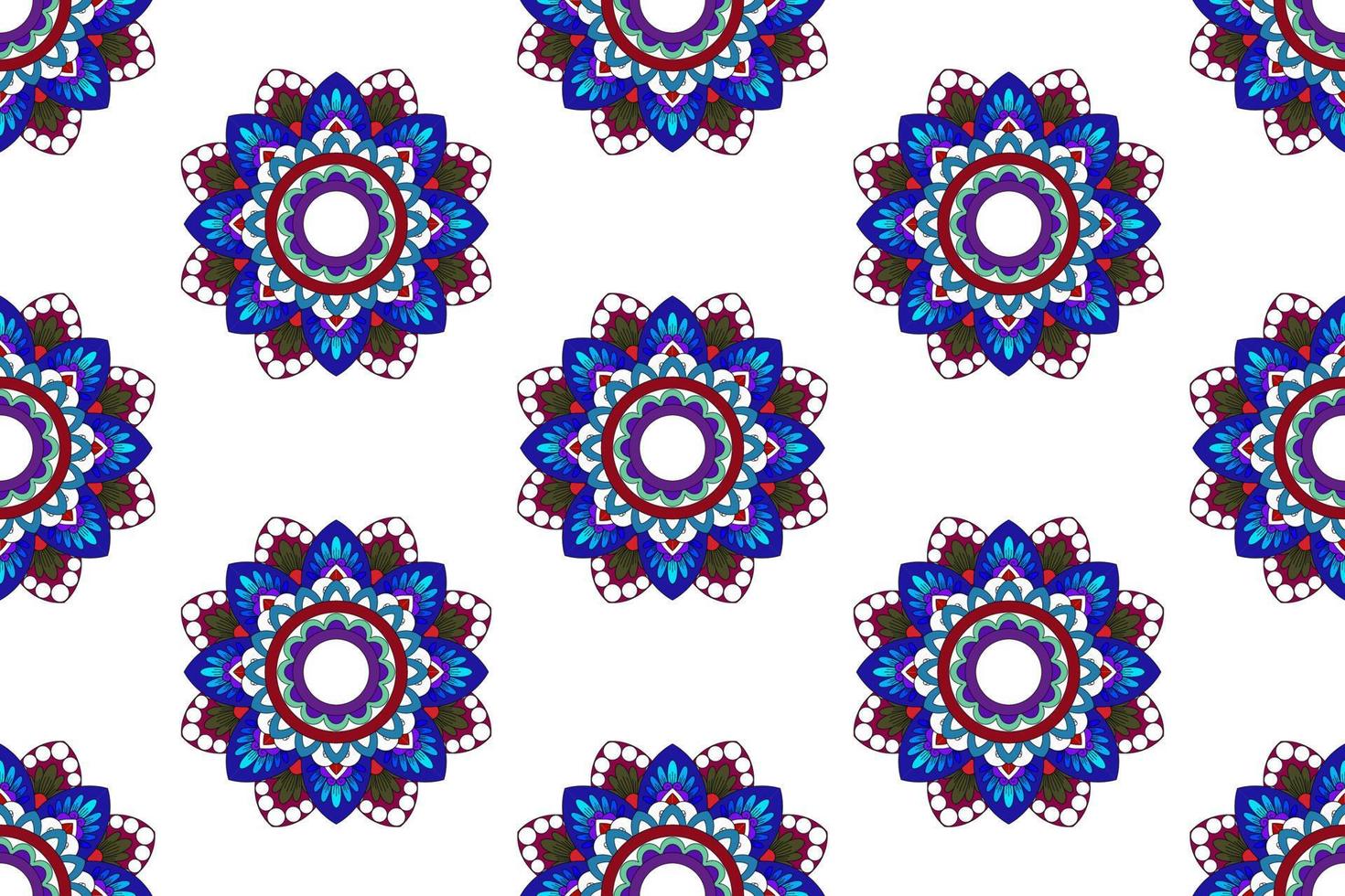 ikat abstrato geométrico mandala étnica sem costura padrão design. tecido asteca tapete mandala ornamentos têxteis decorações papel de parede. vetor de bordado tradicional de peru mandalas nativas tribais boho