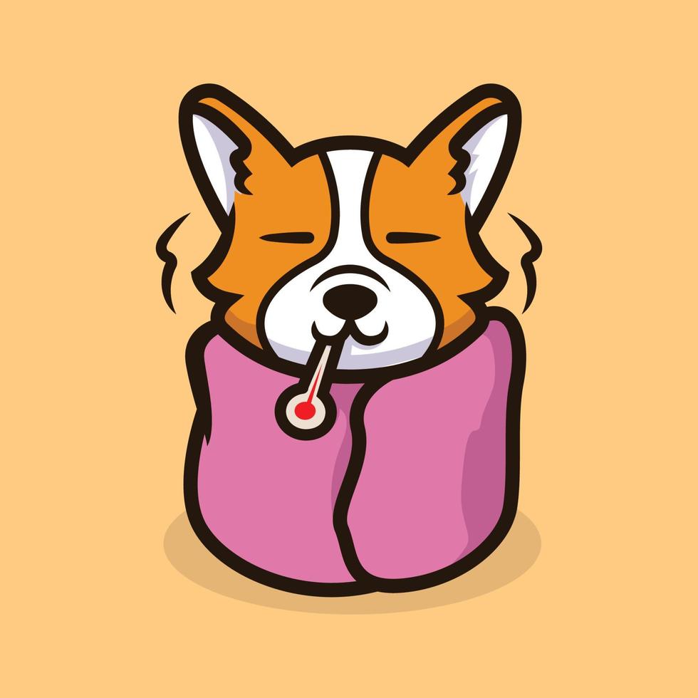 vetor de ilustração de mascote de cachorro corgi fofo