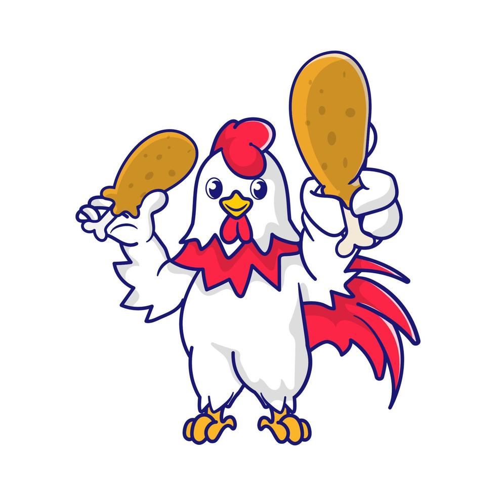 design de mascote de frango bonito vetor