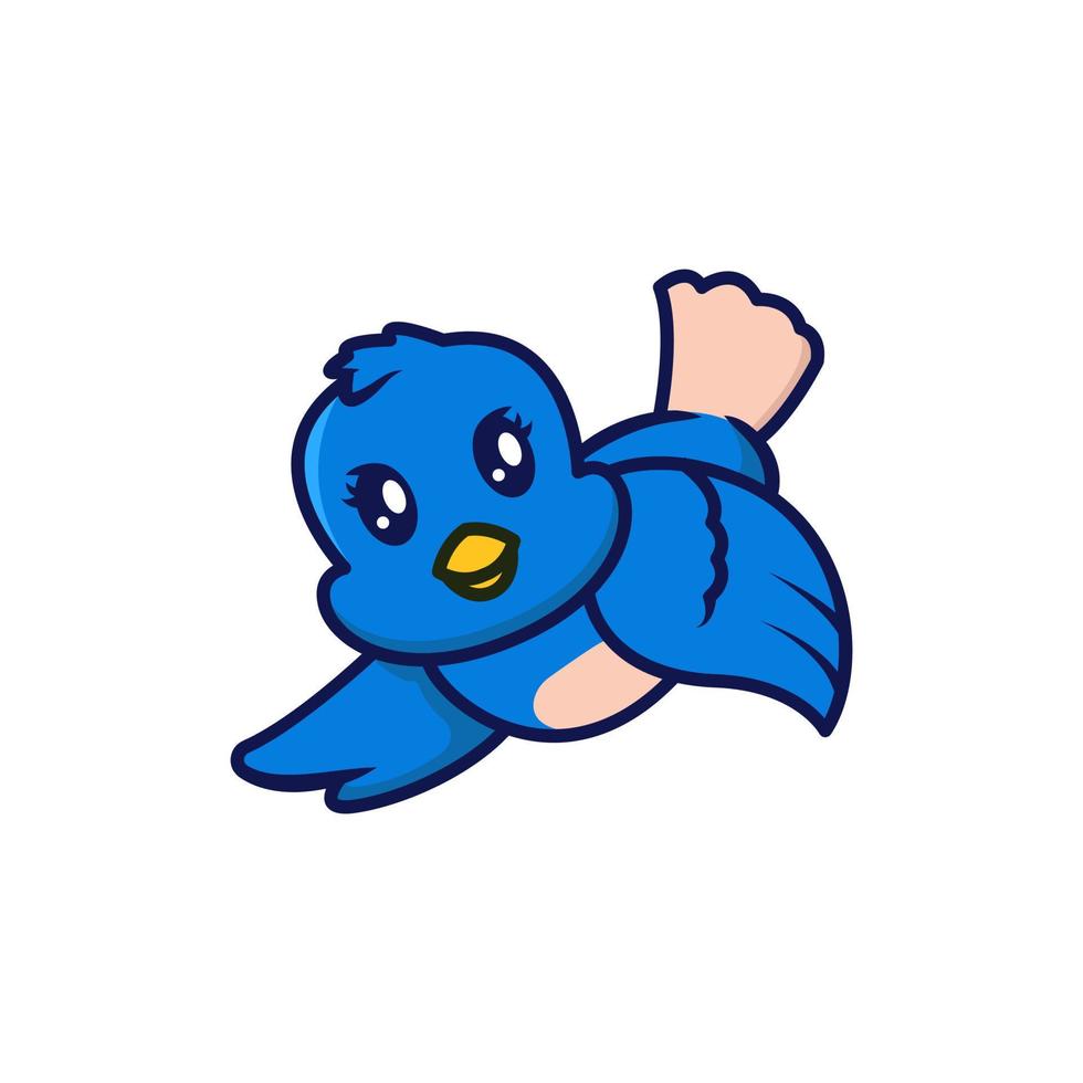 mascote de pássaro azul bonito vetor