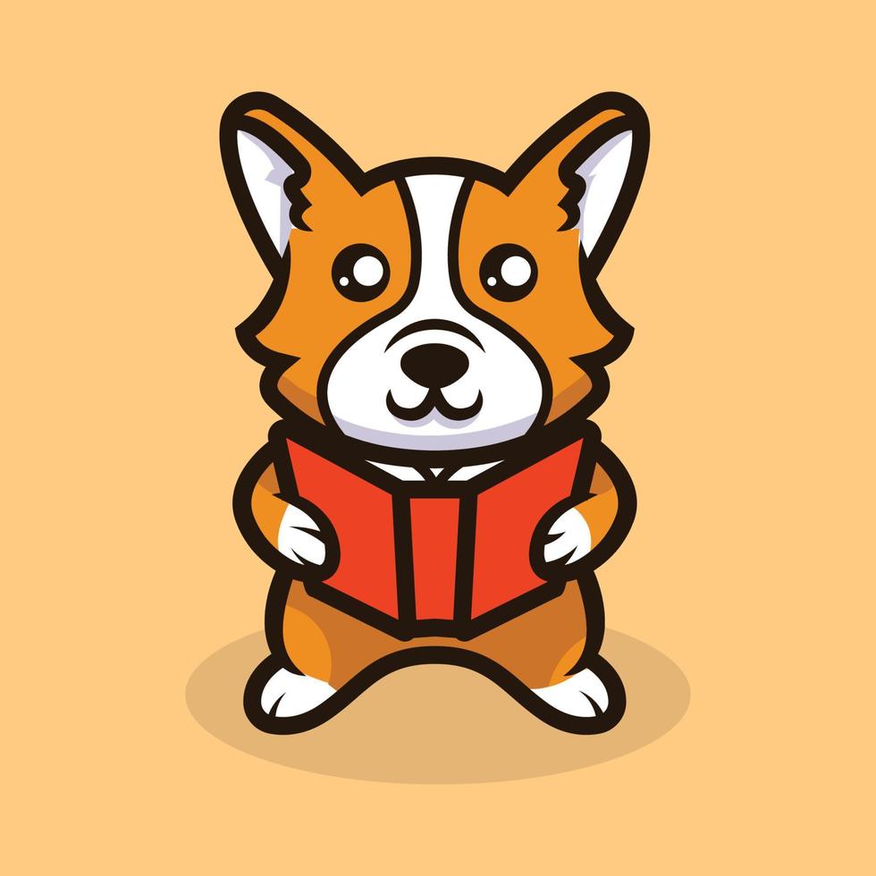 vetor de ilustração de mascote de cachorro corgi fofo