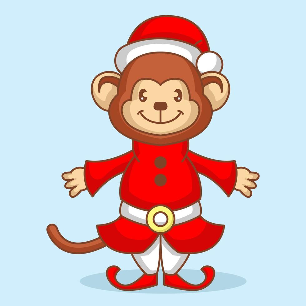 macaco de natal fofo vetor