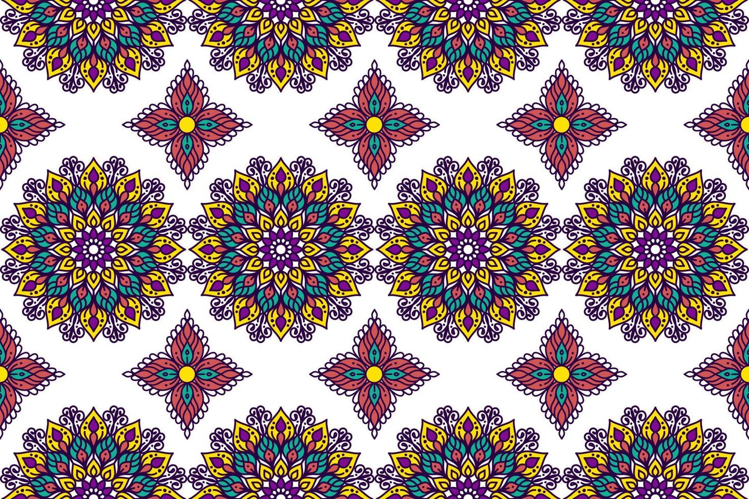 mandala abstrato geométrico étnico sem costura padrão design. tecido asteca tapete mandala têxteis decorações papel de parede. tribal boho mandala nativo peru bordado tradicional de fundo vector. vetor