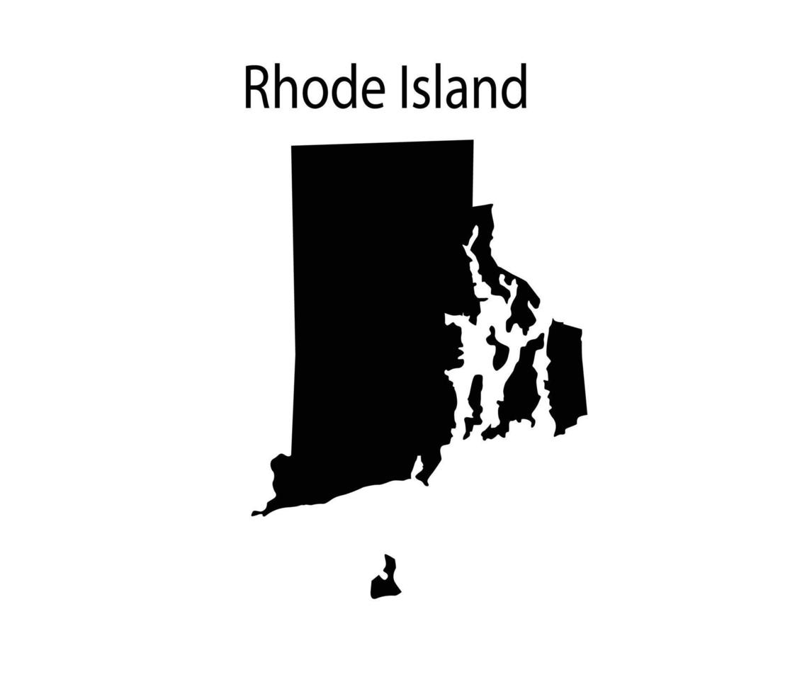 silhueta de mapa de Rhode Island em fundo branco vetor