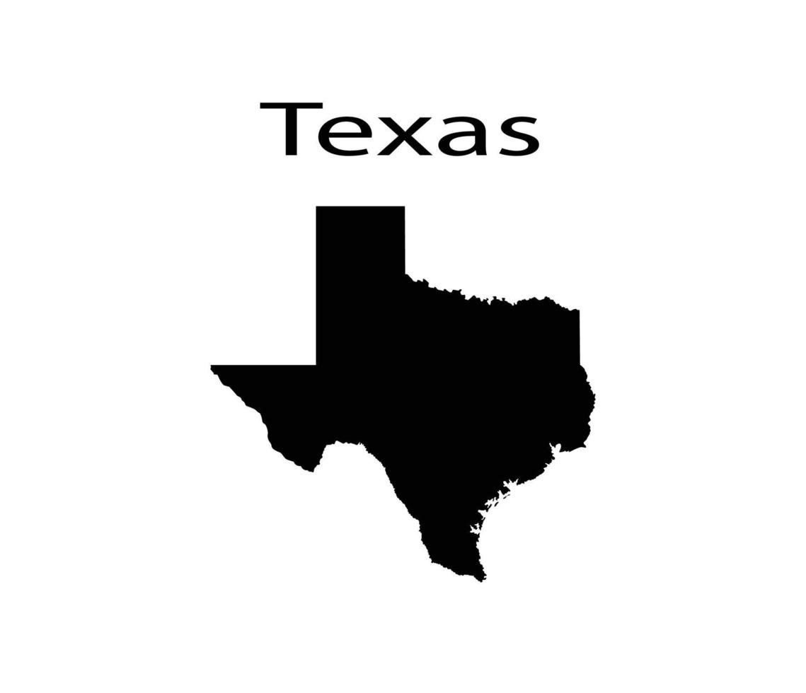 silhueta de mapa do texas em fundo branco vetor