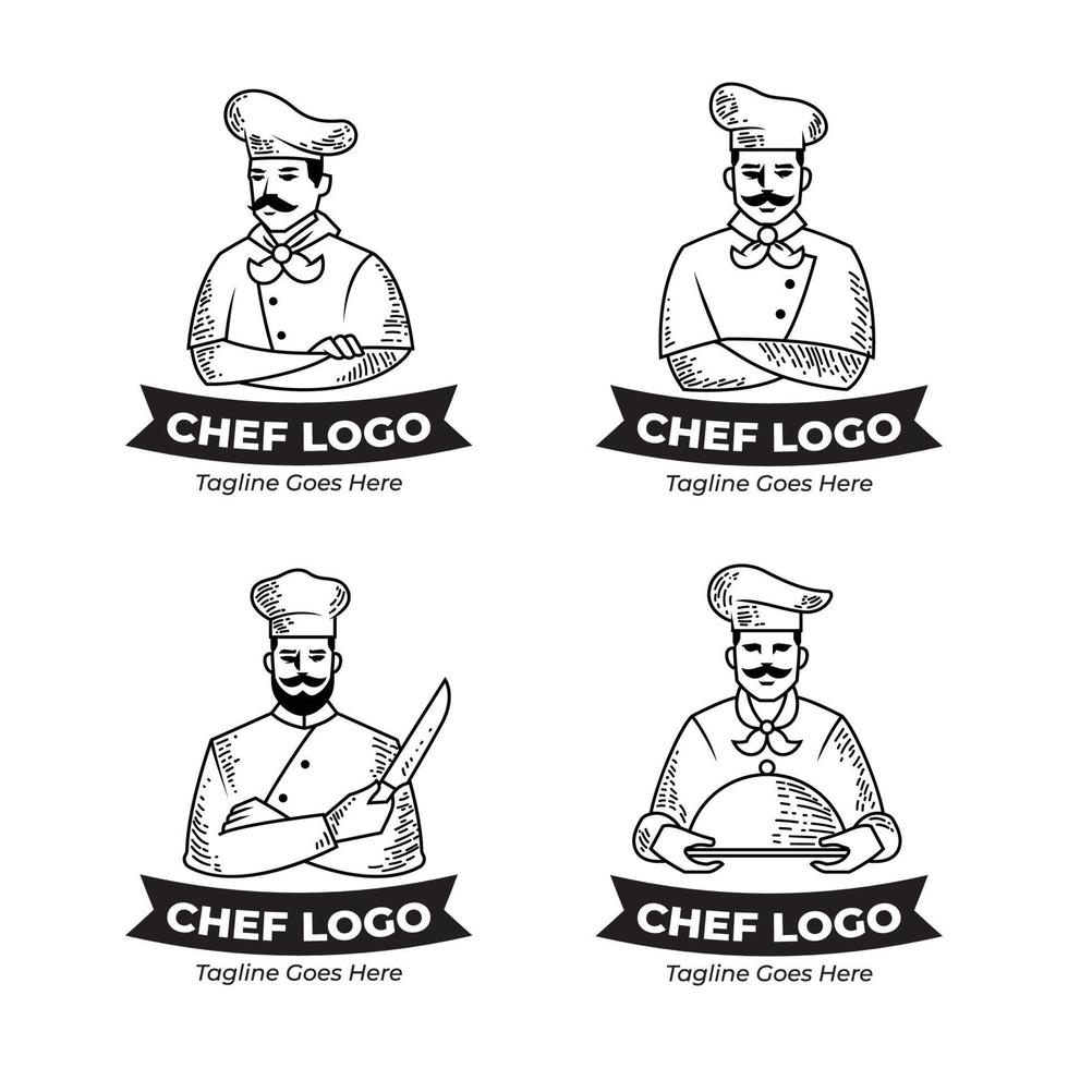 conjunto de logotipo do chef vetor