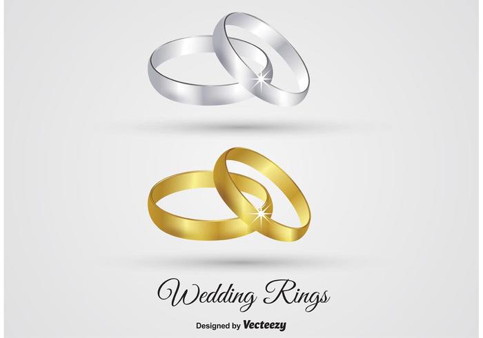 Anéis de casamento de ouro e prata vetor