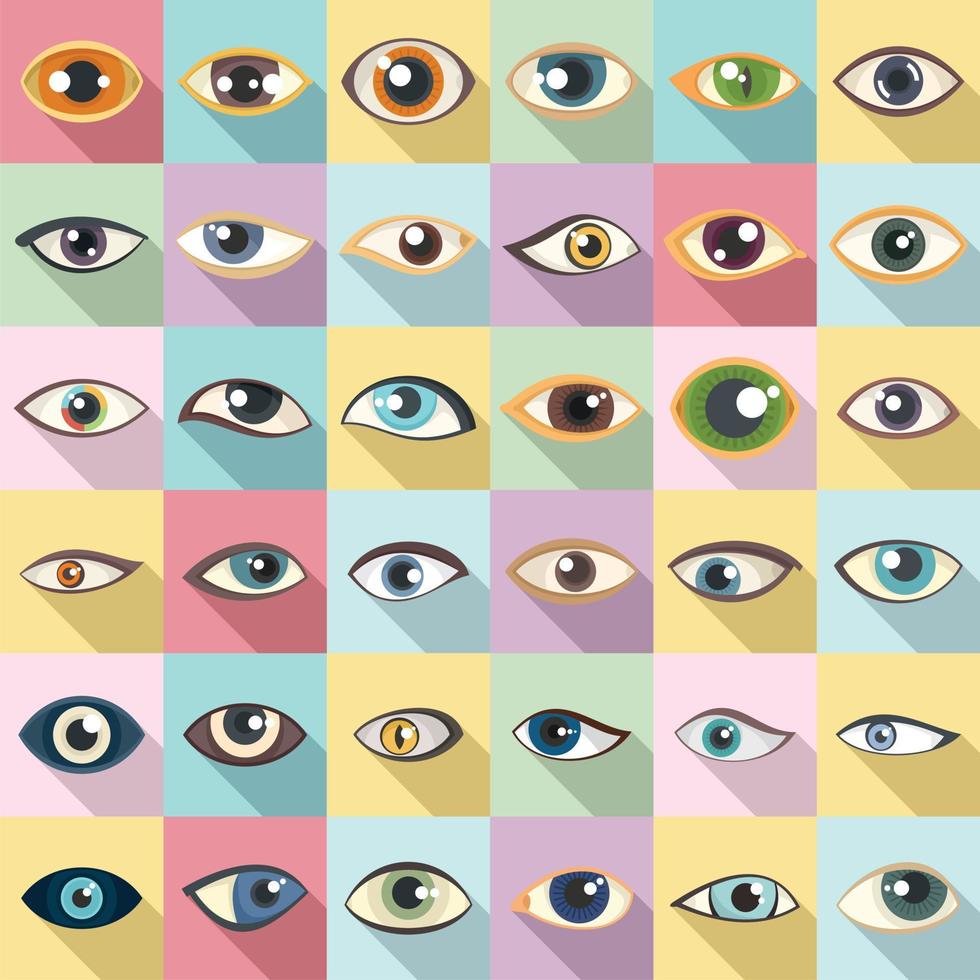ícones de olhos definir vetor plana. órgão facial