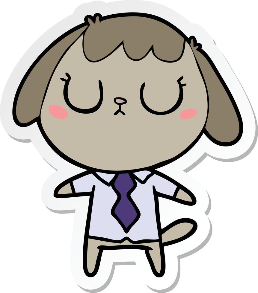 adesivo de um cachorro bonito dos desenhos animados vestindo camisa de escritório vetor