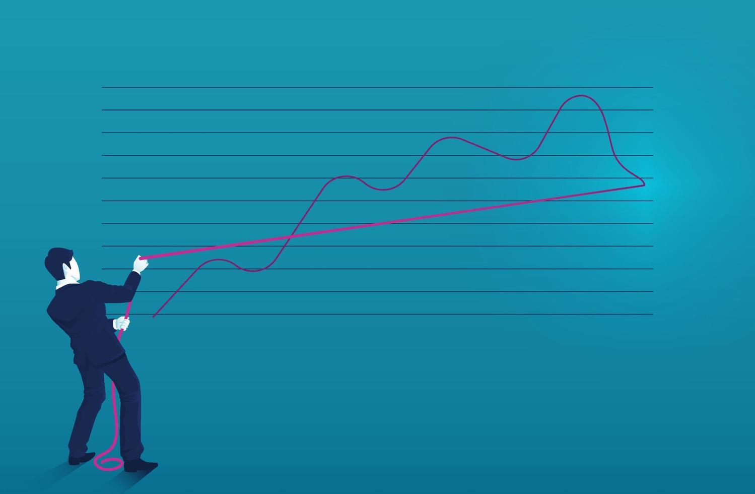 empresário puxando a corda do gráfico inferior vetor