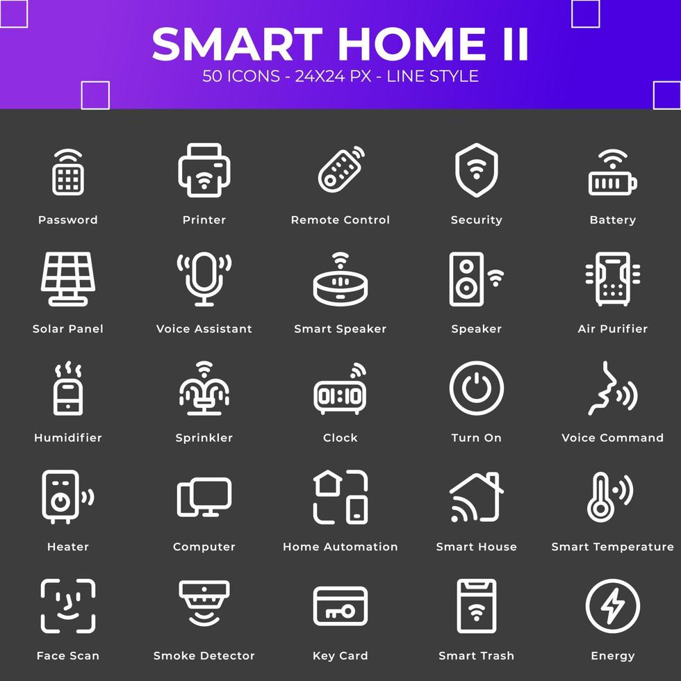 pacote de ícones de casa inteligente com estilo de linha vetor