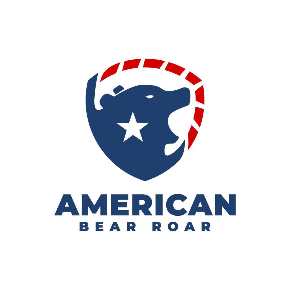 ilustração de urso rugindo dentro de um escudo com um estilo americano. vetor