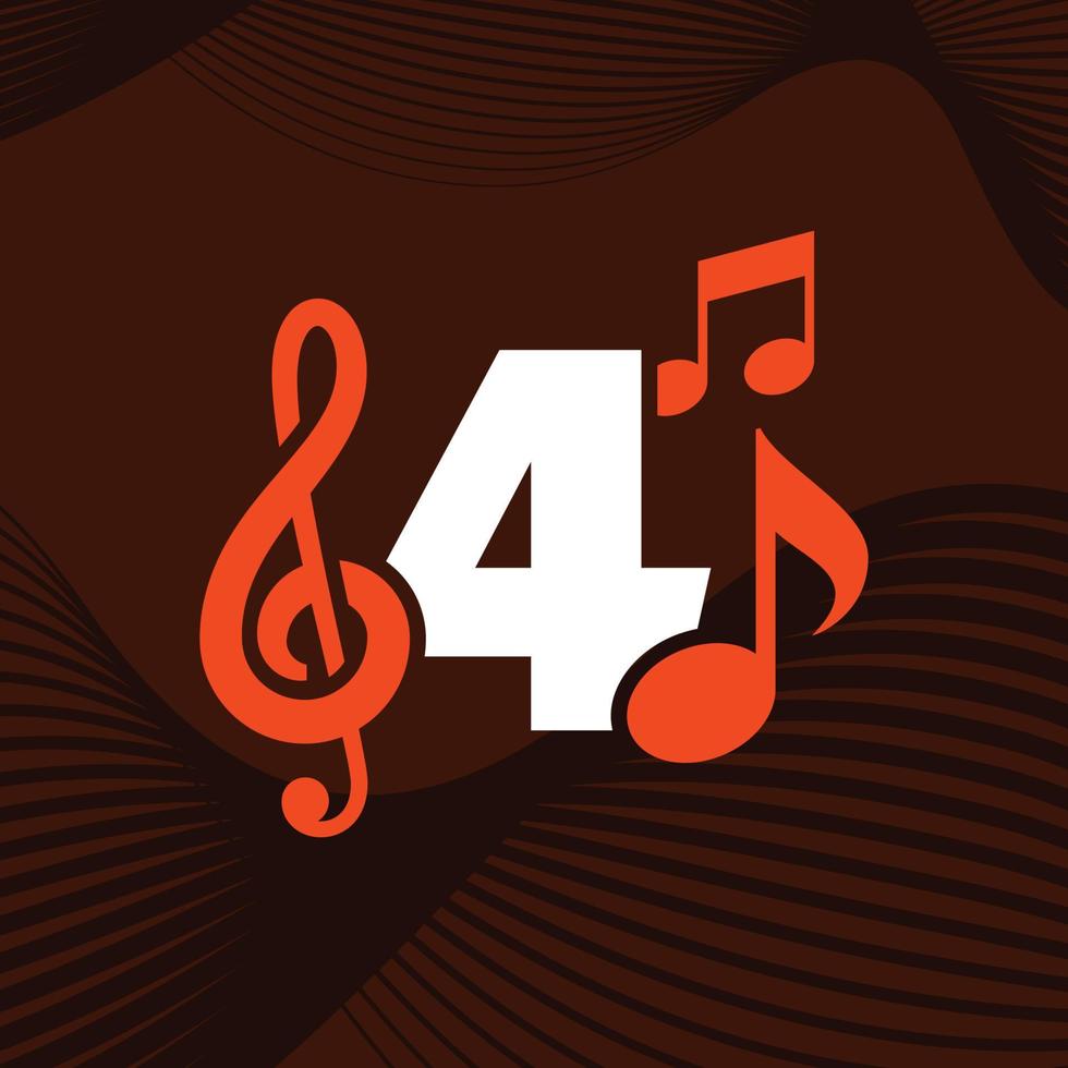 logotipo da música número 4 vetor