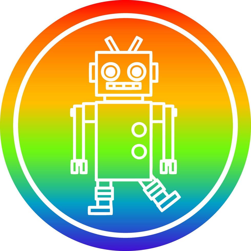 robô dançando circular no espectro do arco-íris vetor