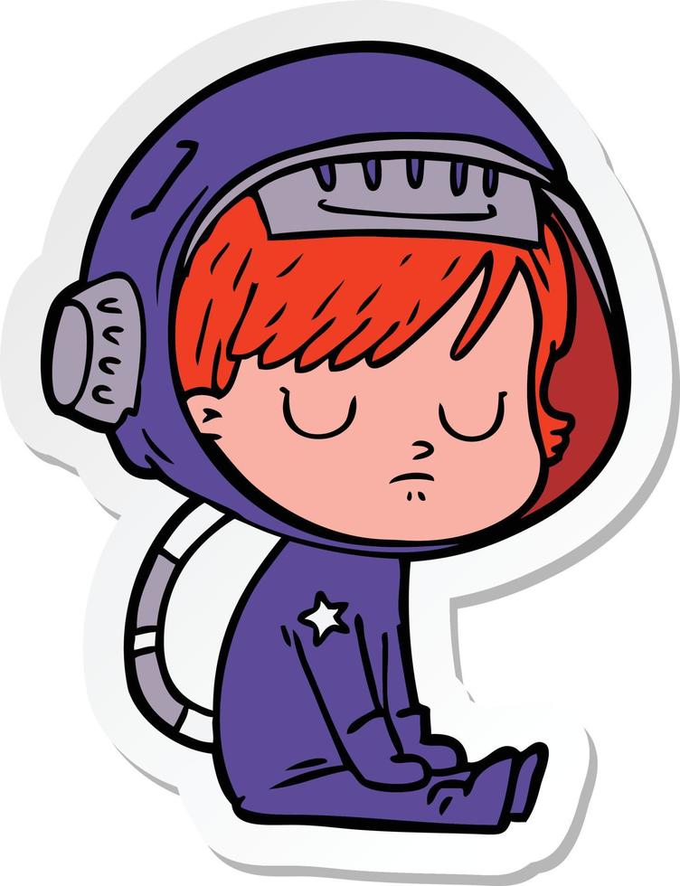 adesivo de uma mulher de astronauta de desenho animado vetor