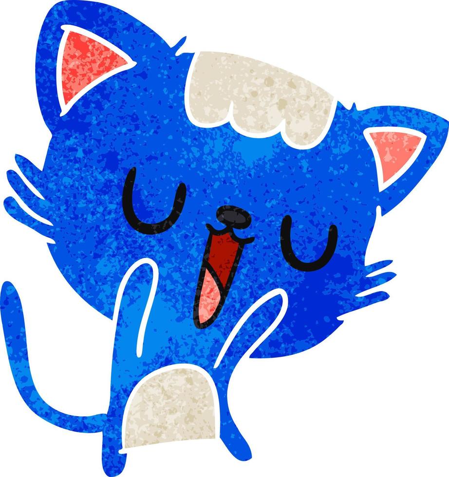 desenho retrô de gato kawaii fofo vetor