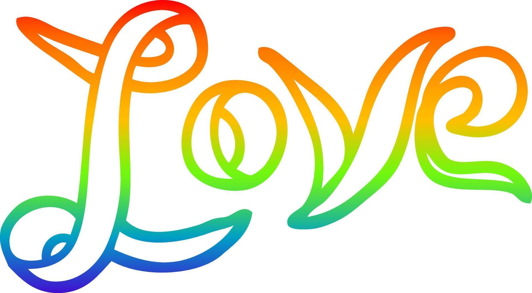 banner de amor de desenho de desenho de linha de gradiente de arco-íris vetor