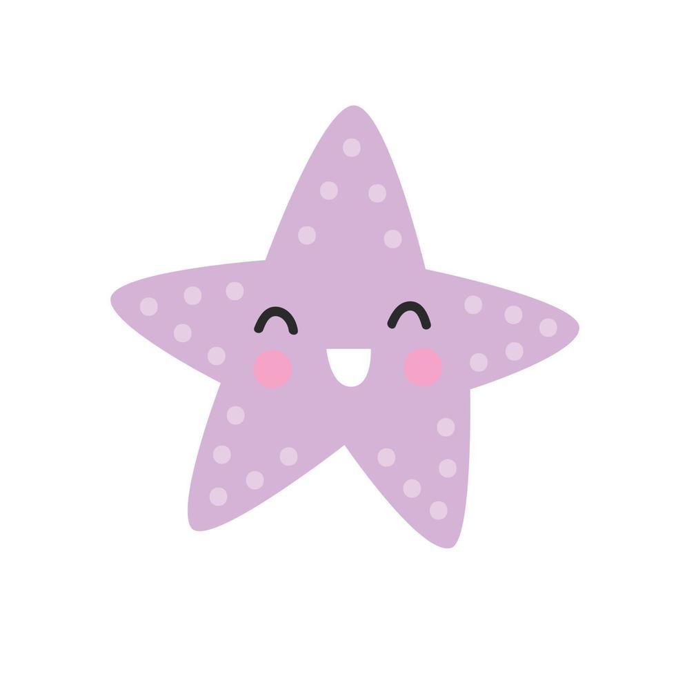 linda estrela do mar roxa. ilustração vetorial infantil vetor