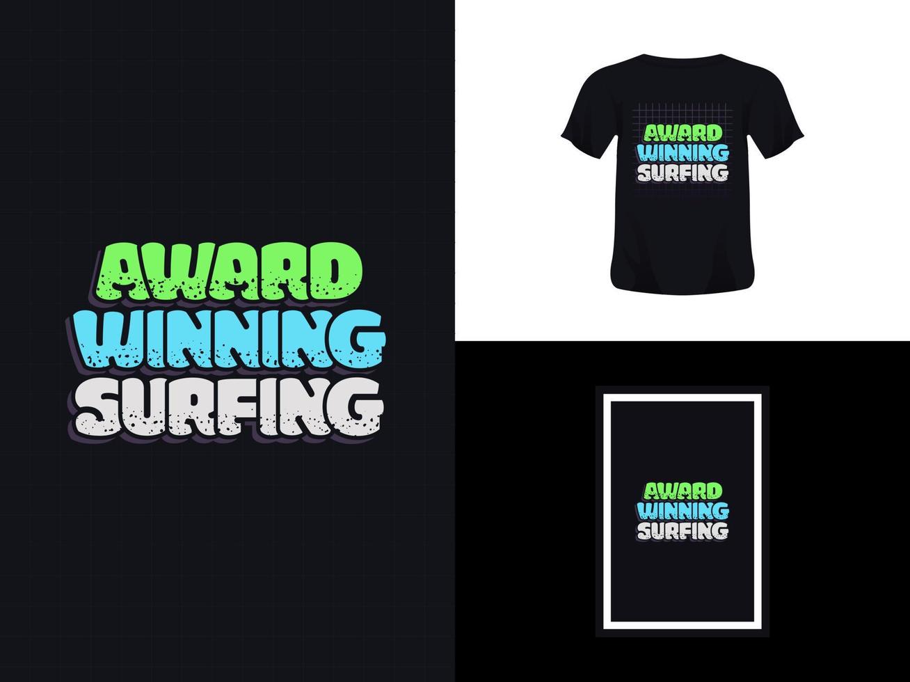 design de citação de tipografia de camiseta, surf premiado para impressão. modelo de pôster, vetor premium.