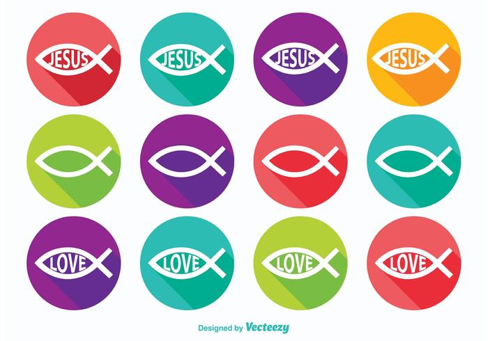 Ícones cristãos do símbolo do peixe vetor