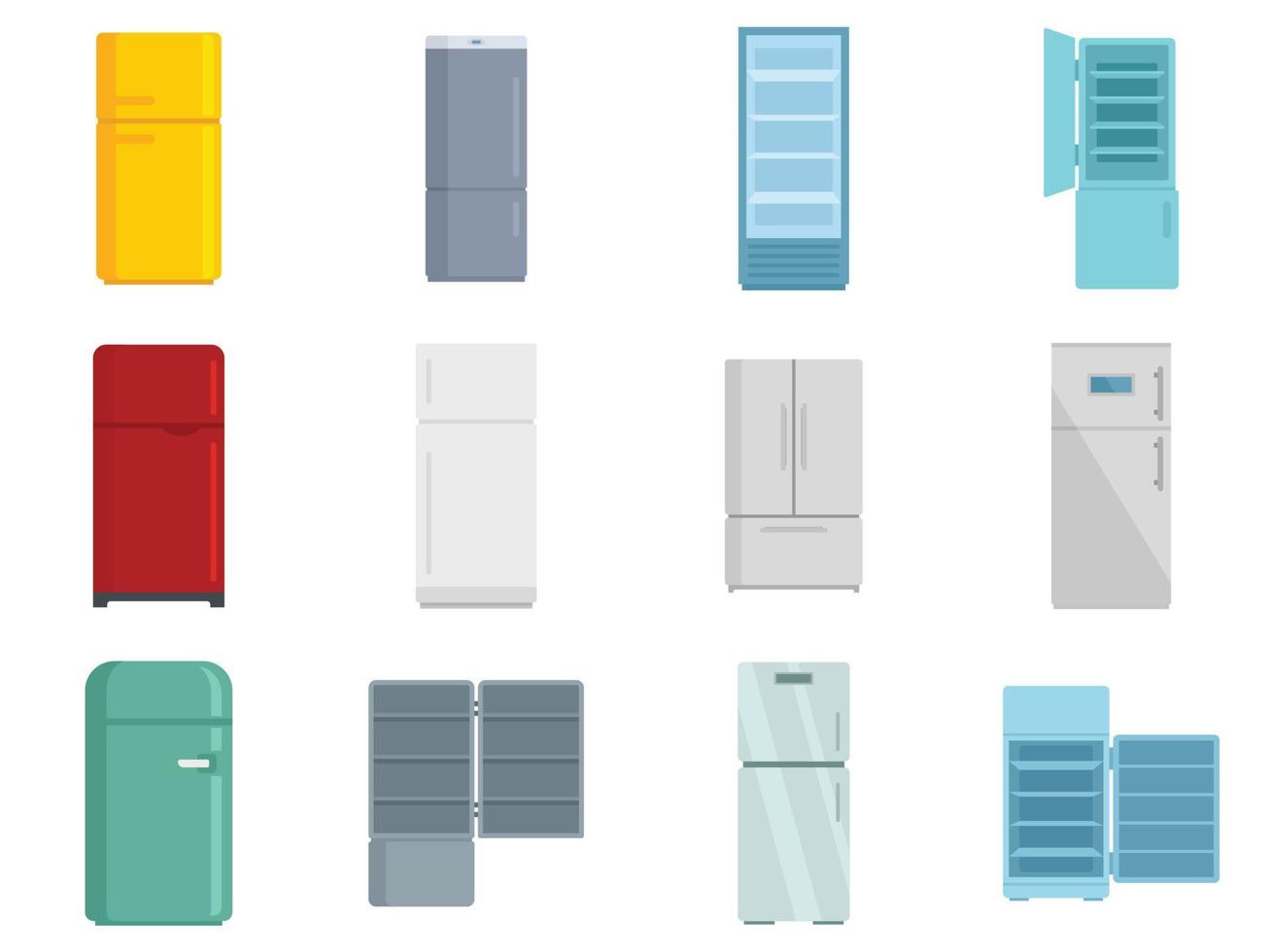 ícones de geladeira definir vetor plano isolado